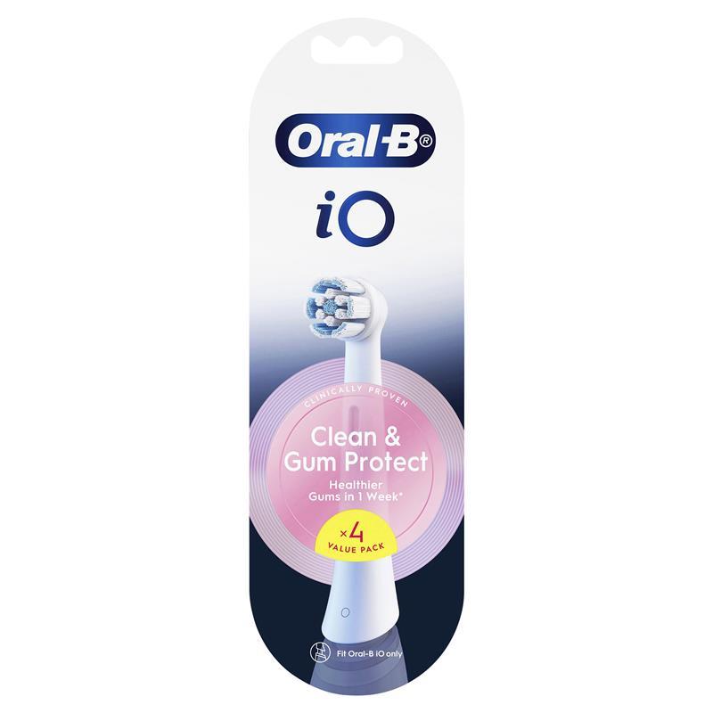 Oral-B iO Clean & Gum Protect Brush Head Refills - White, 4 Pack