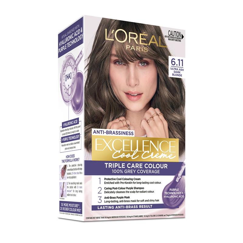 L'Oreal Paris Excellence Cool Creme Permanent Hair Colour 6.11 Ultra Ash Dark Blonde