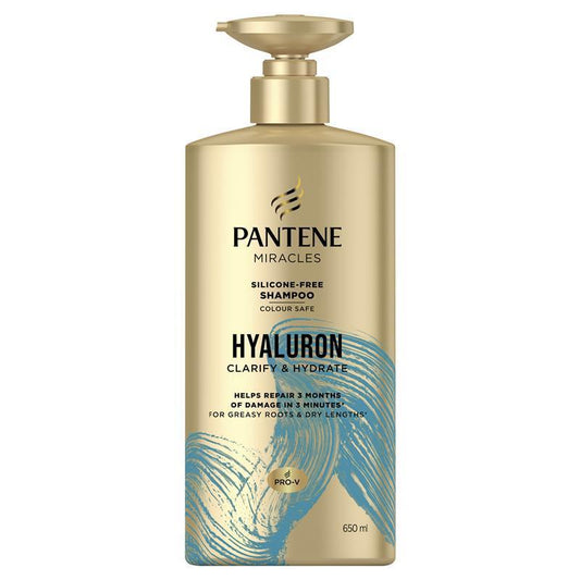 Pantene Miracles Hyaluron Clarify & Hydrate Silicone-Free Shampoo 650ml - Ultimate Hydration & Clarity
