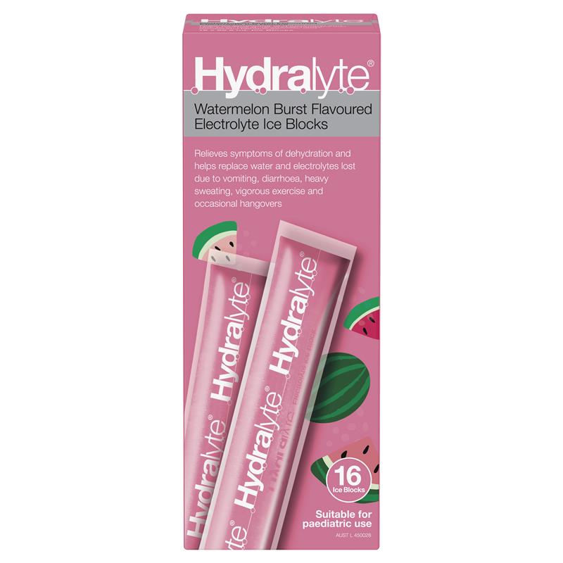 Hydralyte Electrolyte Ice Blocks - Watermelon (16 Pack)