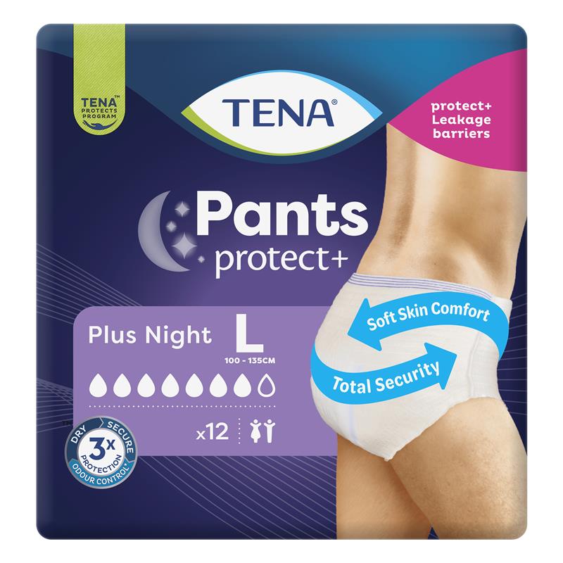 Tena Night Incontinence Pants - Large, 12 Pants, Dermatologist Tested