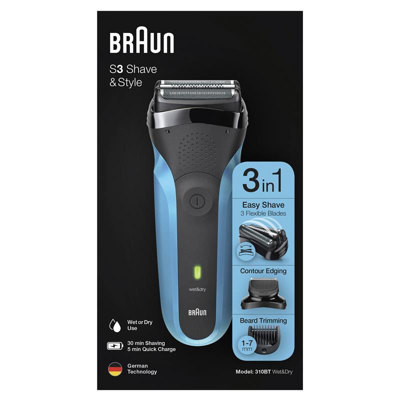 Braun Series 3 310BT Wet/Dry Electric Shaver & Beard Trimmer for Men