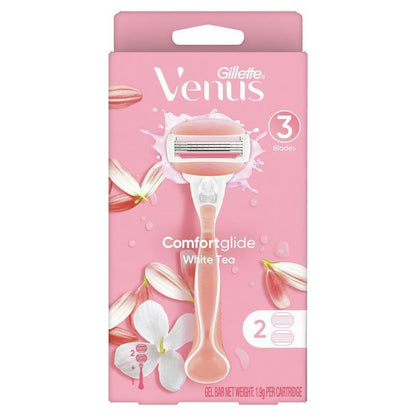 Gillette Venus Comfort Glide White Tea Razor Handle + 2 Blade Refills