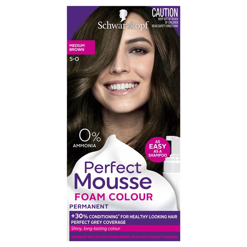 Schwarzkopf Perfect Mousse 5-0 Medium Brown - Long-Lasting Hair Color