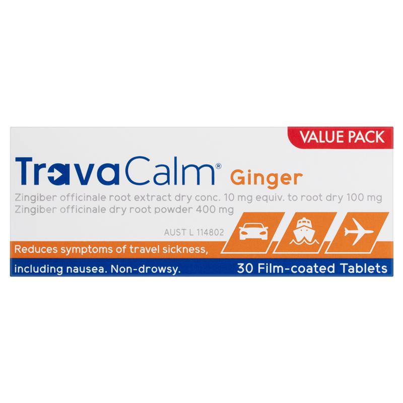 Travacalm Ginger Tablets - 30 Count for Natural Relief
