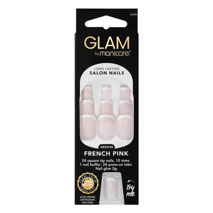 Glam By Manicare Press On Nails French Pink Medium Square French Kit