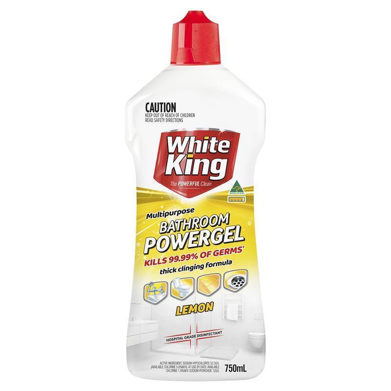 White King Bathroom Power Gel Lemon 750ml - Hospital Grade Disinfectant