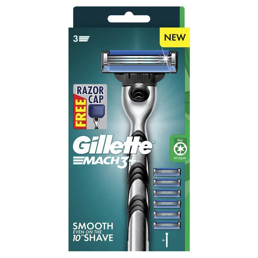 Gillette Mach3+ Razor Replacement Cartridges with 1 Handle & 6 Cartridges