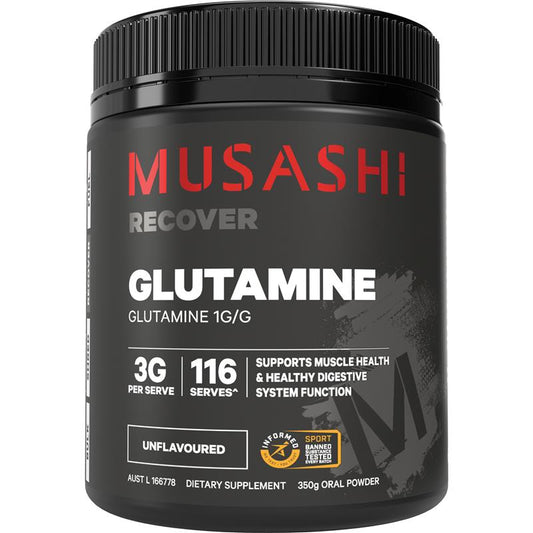 Musashi Glutamine Unflavoured - 350g for Muscle Recovery and Digestive Health
