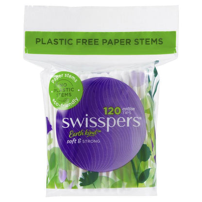 Swisspers Paper Stems Cotton Tips 120 - Eco-Friendly Ear Care