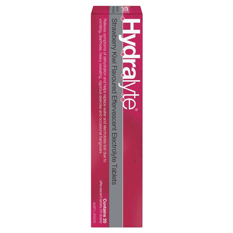 Hydralyte Electrolyte Effervescent Strawberry Kiwi 20 Tablets - Rehydrate and Revitalize