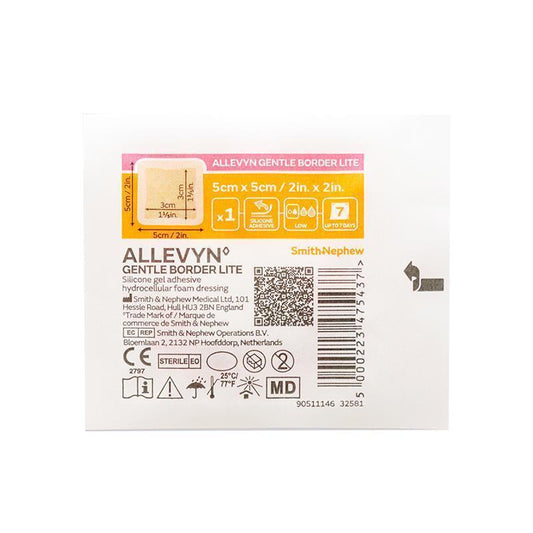 Allevyn Gentle Border Lite 5cm x 5cm - Gentle Dressing for Sensitive Areas