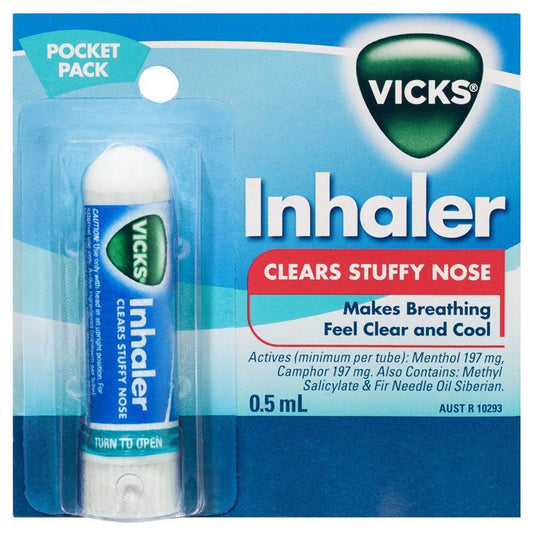 Vicks Nasal Spray Decongestant Inhaler 0.5mL - Instant Relief for Blocked Nose