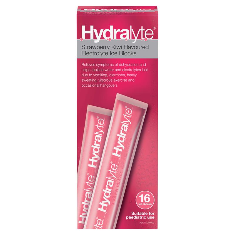 Hydralyte Electrolyte Ice Blocks Strawberry Kiwi 16 - Refreshing Hydration on the Go