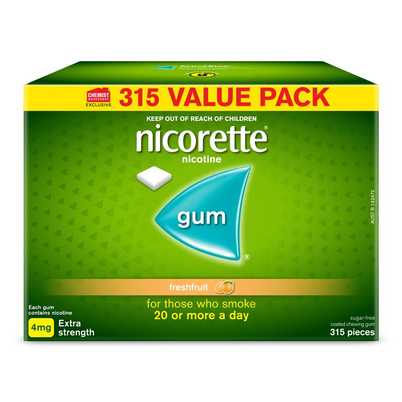 Nicorette Gum 4mg Fresh Fruit - 315 Pieces (Exclusive Size)