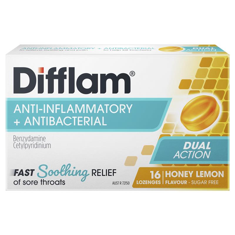 Difflam Sore Throat Lozenges - Sugar Free Honey and Lemon, 16 Count