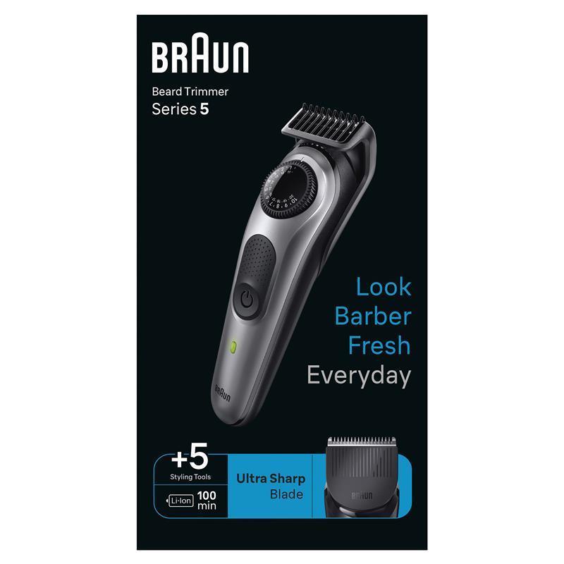 Braun Series 5 BT5440 Waterproof Beard Trimmer for Men, 40 Lengths, 100-min