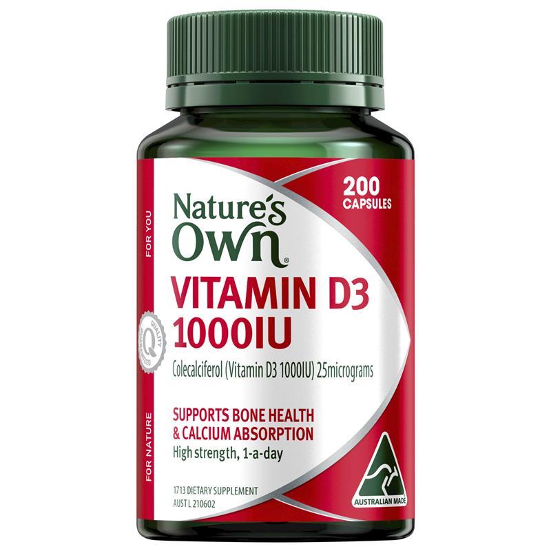 Nature's Own Vitamin D3 1000iu 200 Capsules