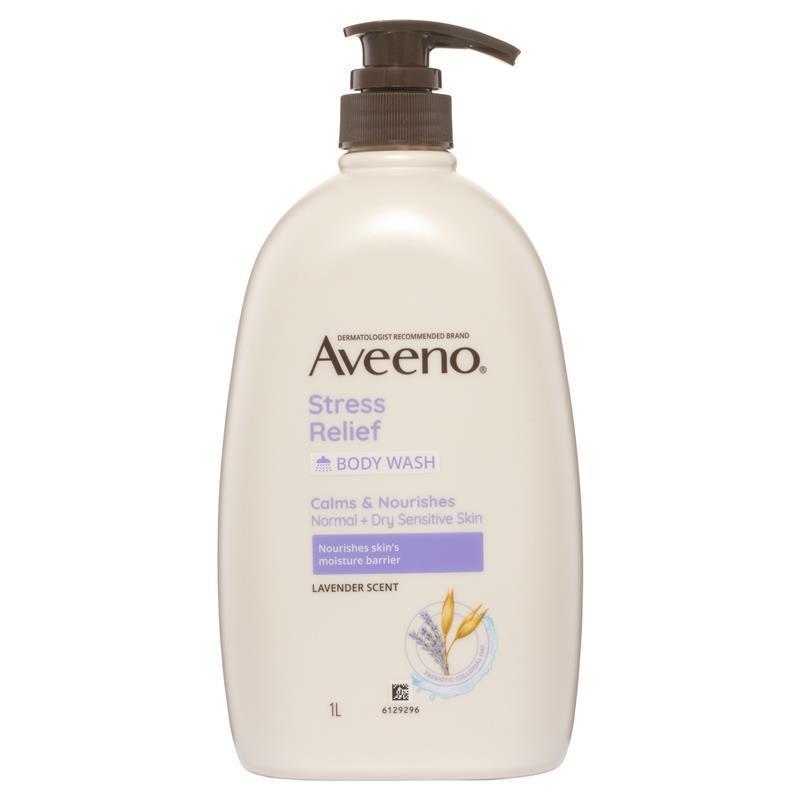 Aveeno Stress Relief Lavender Body Wash 1L for Sensitive Skin