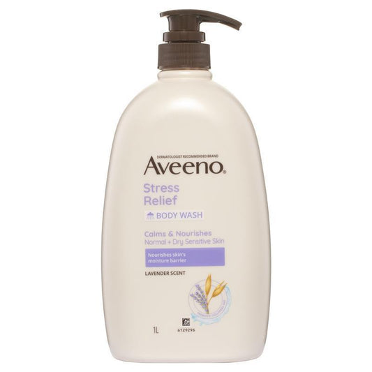 Aveeno Stress Relief Lavender Body Wash 1L for Sensitive Skin