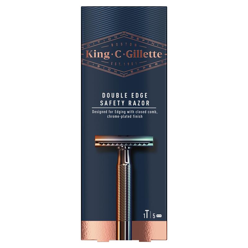 King C Gillette Double Edge Safety Razor + 5 Razor Blades - Ultimate Shaving Experience