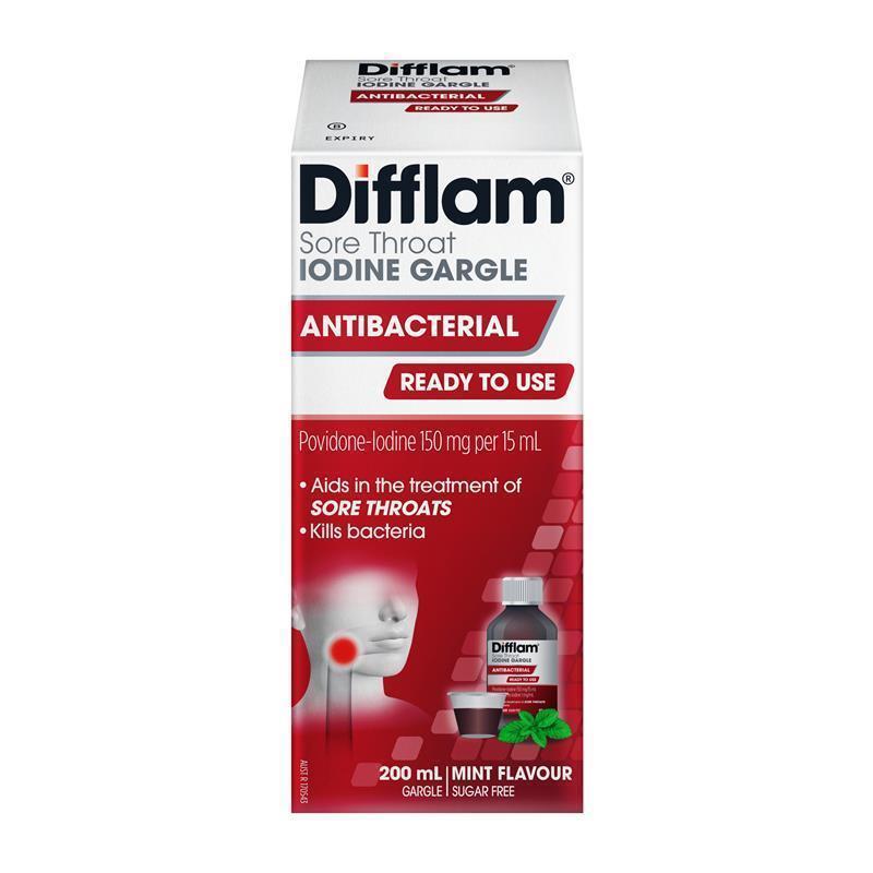 Difflam Plus Ready To Use Sore Throat Gargle - Mint Flavor 200ml