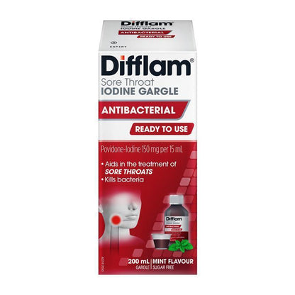 Difflam Plus Ready To Use Sore Throat Gargle - Mint Flavor 200ml