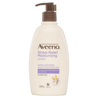 Aveeno Stress Relief Moisturizing Lavender Body Lotion 354ml - 24-Hour Hydration