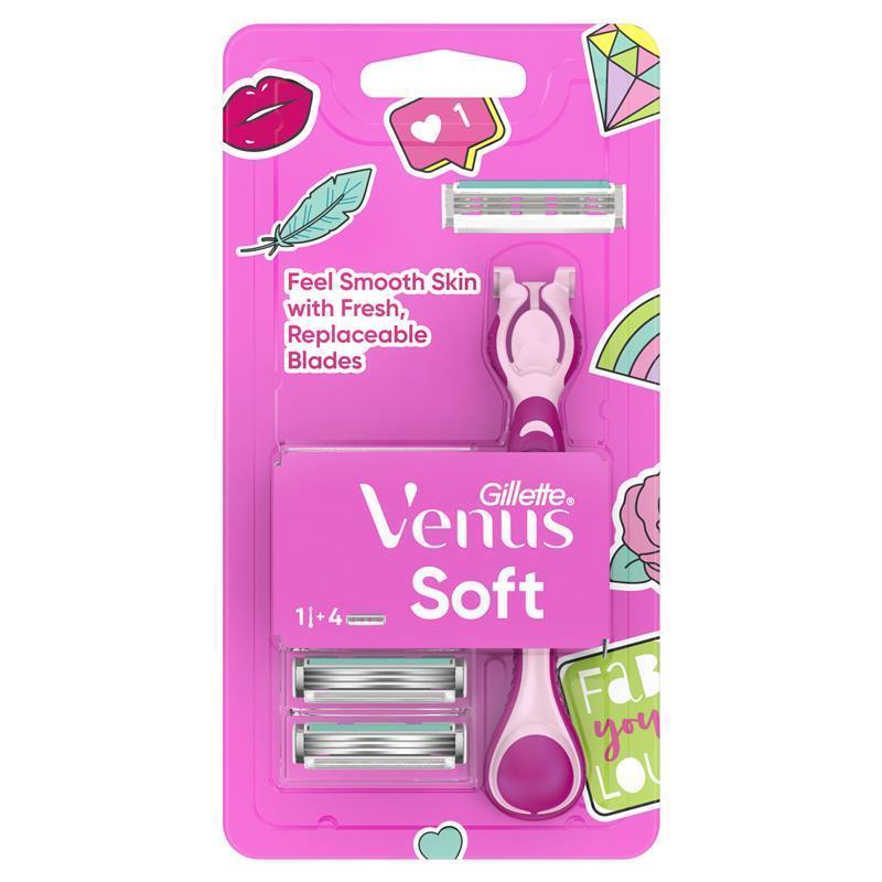 Gillette Simply Venus Hybrid Razor 4 Pack - Closer Shave with Less Nicks