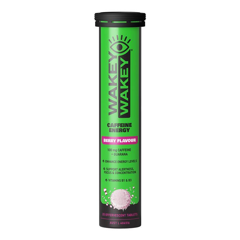 Wakey Wakey Caffeine Effervescent Berry Flavour 20 Tablets