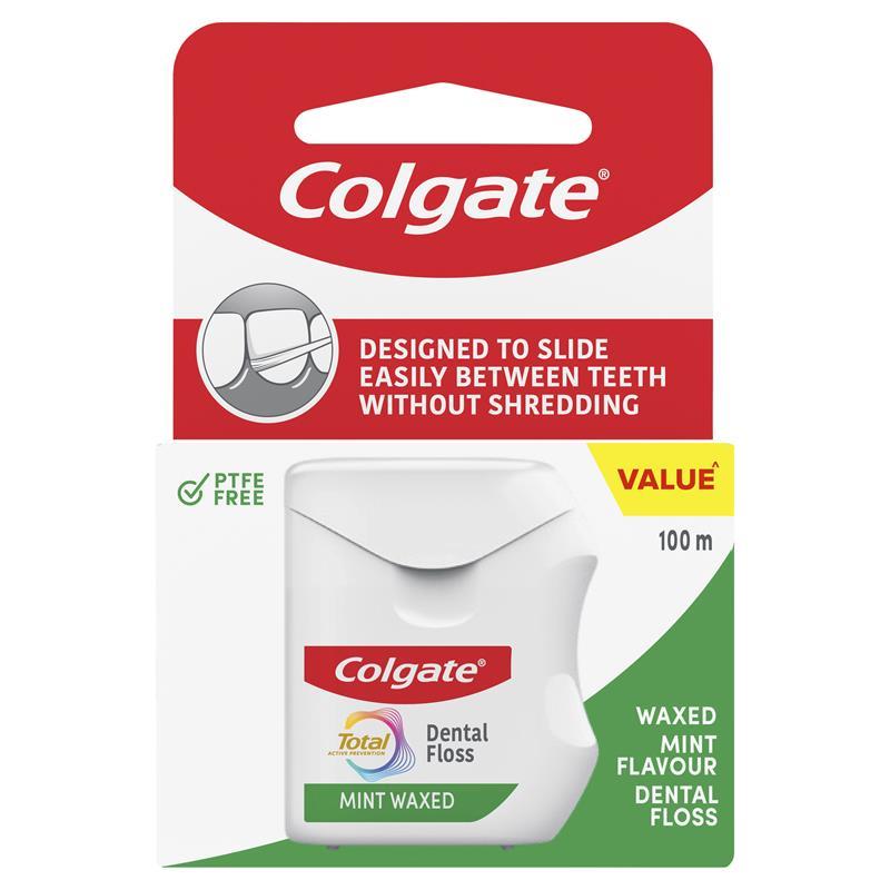 Colgate Dental Floss Total Mint Waxed 100m