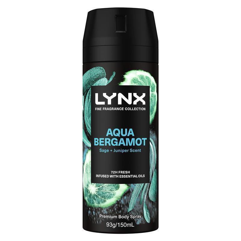 LYNX Aqua Bergamot Premium Deodorant Body Spray 150ml