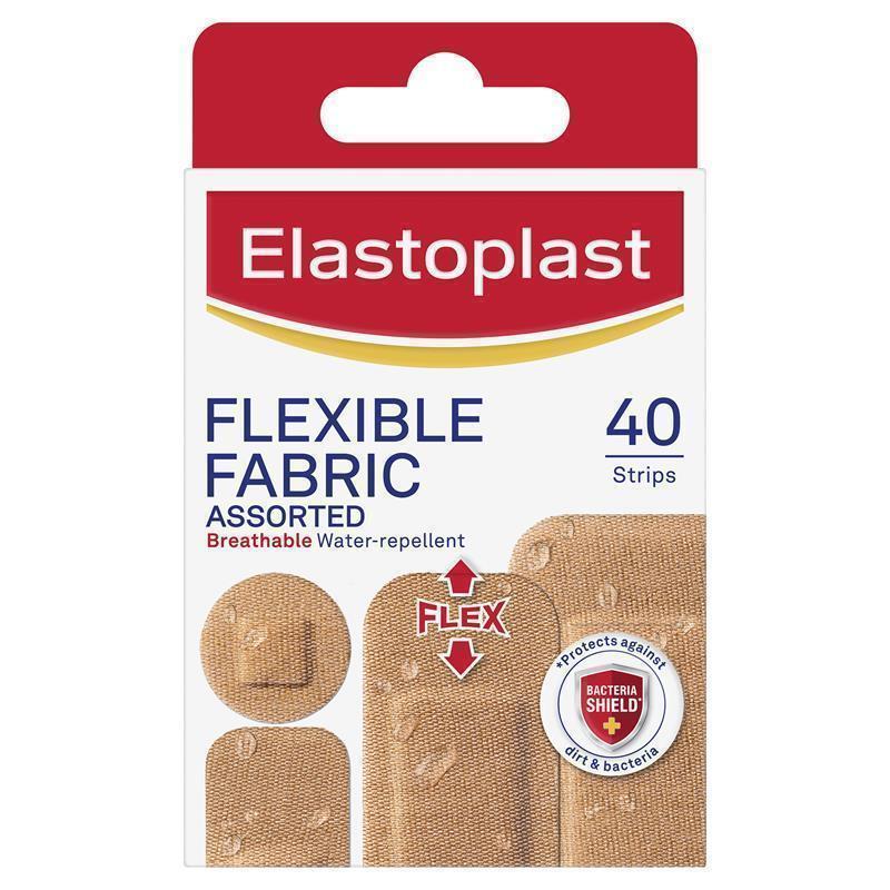 Elastoplast Flexible Fabric Strips - Assorted 40 Pack for Wound Protection
