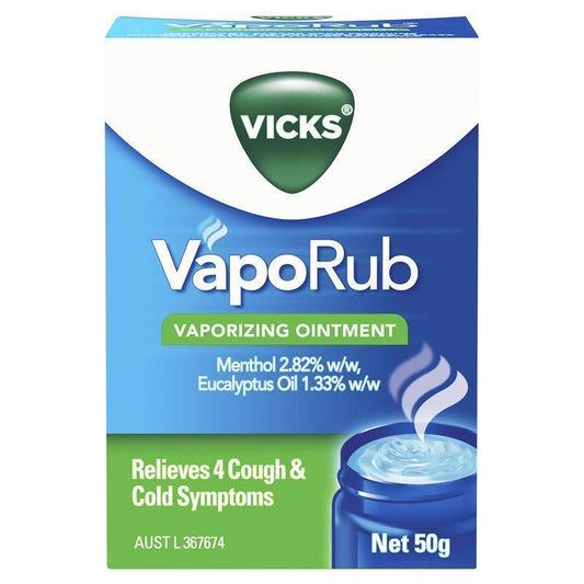 Vicks VapoRub Ointment Decongestant Chest Rub 50g - Soothe Cough and Congestion