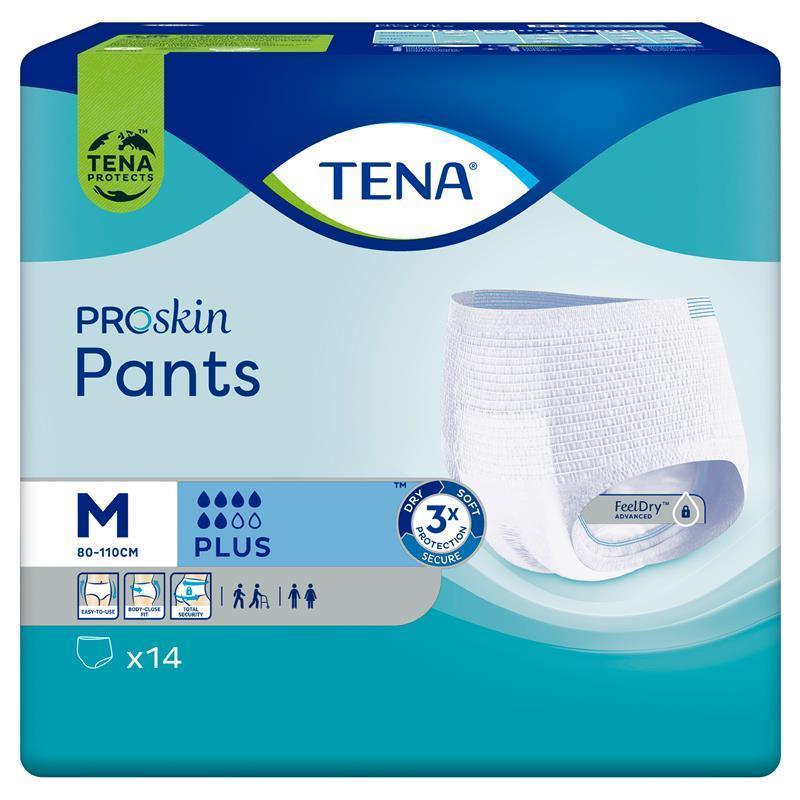 TENA ProSkin Plus Medium Incontinence Pants - 14 Pants, Breathable & High Absorbency