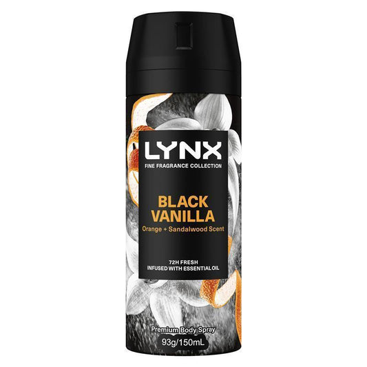 LYNX Black Vanilla Premium Body Spray 150ml - Captivating Fragrance