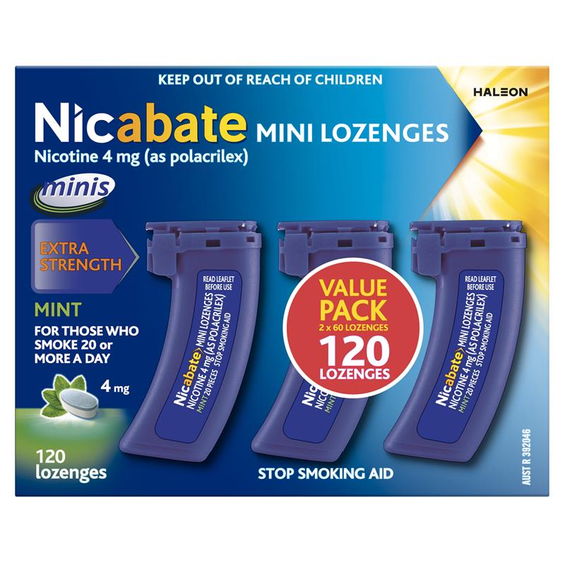 Nicabate Mini Lozenges 4mg - 120 Count for Quick Craving Relief