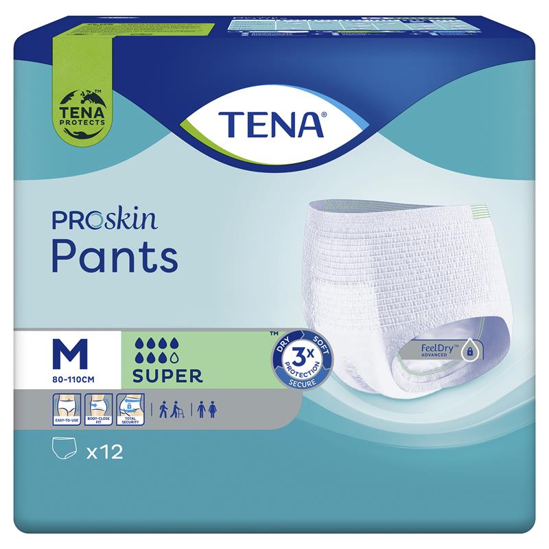 TENA ProSkin Super Incontinence Pants, Medium, 12 Pants