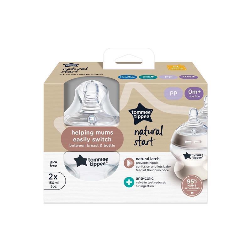 Tommee Tippee Natural Start 150ml PP Bottles - 2 Pack for Easy Transition