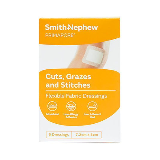 Primapore Flexible Fabric Dressing 7.2cm x 5cm - Comfortable Wound Care (5 Pack)