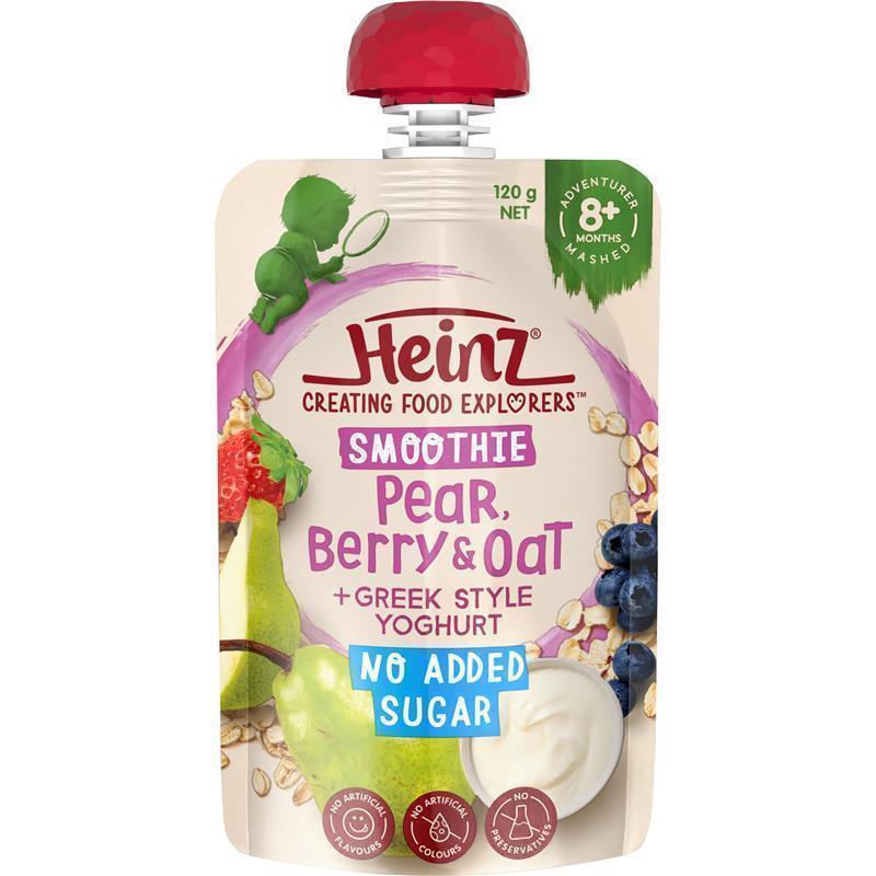 Heinz Pear Berry & Oat Smoothie with Greek Style Yogurt Pouch 120g - 8+ Months
