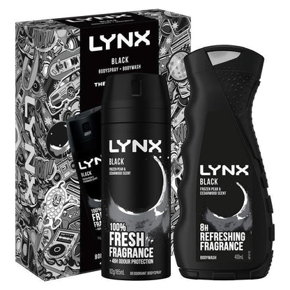 Lynx Black Duo Gift Set – 165ml Body Spray & 400ml Bodywash for Men