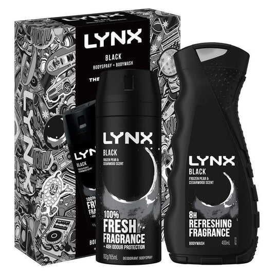 Lynx Black Duo Gift Set – 165ml Body Spray & 400ml Bodywash for Men