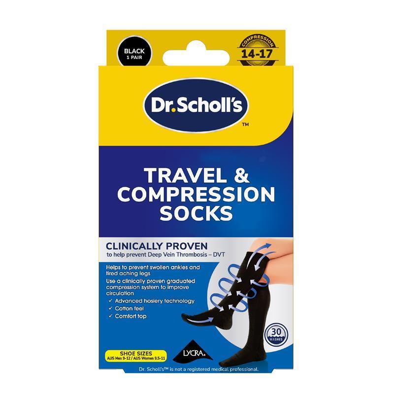 Dr.Scholls Travel and Compression Socks Black Large