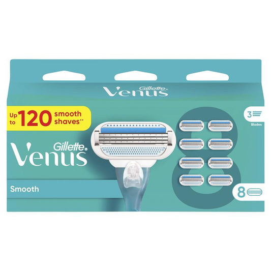 Gillette Venus Smooth Women's Razor Blade Refills 8 Pack - Effortless Shaving