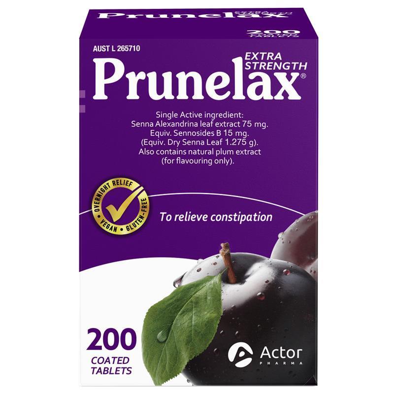 Prunelax Extra Strength 200 Tablets - Natural Laxative for Constipation Relief