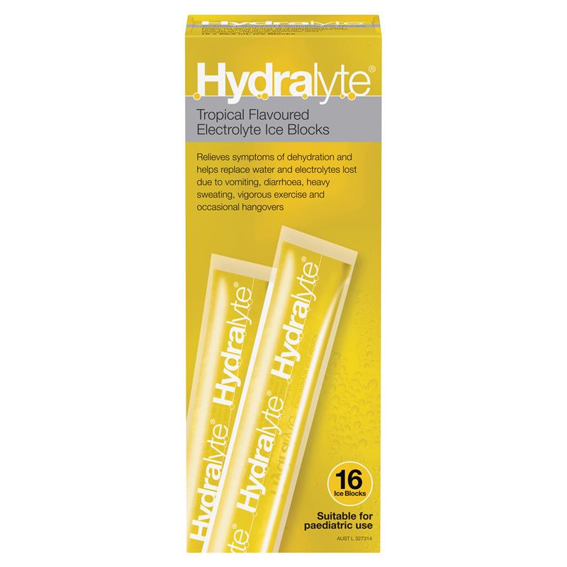 Hydralyte Electrolyte Ice Blocks - Tropical Flavor (16 x 62.5mL)