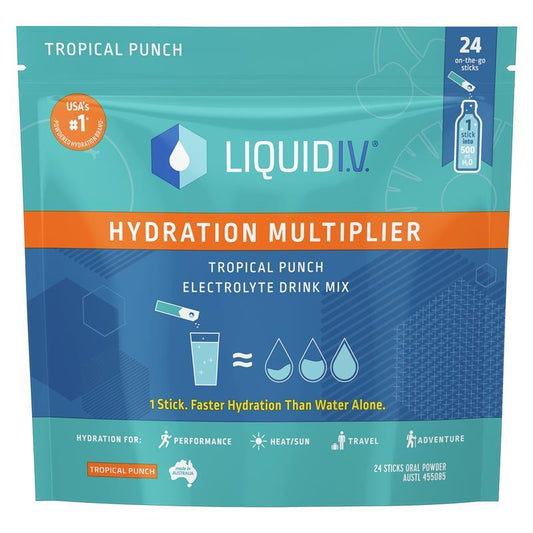 Liquid IV Hydration Tropical Punch - 24 Sachets of Electrolyte Drink Mix