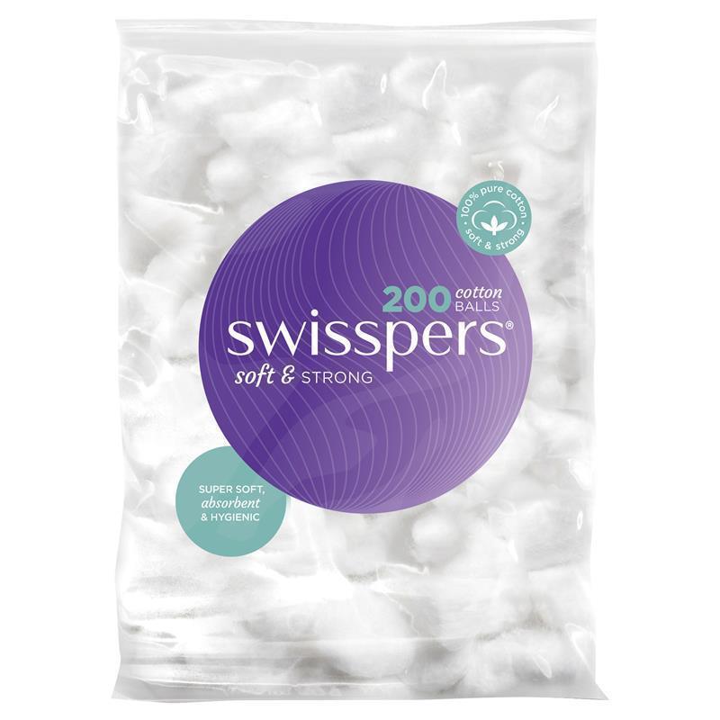 Swisspers Premium Cotton Wool Balls - 200 Pack