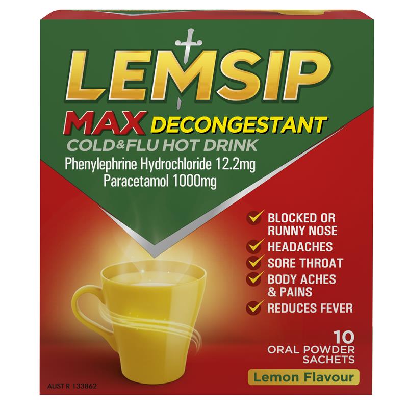 Lemsip Max Decongestant Lemon 10 Sachets - Cold & Flu Relief